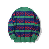 Men Sweater Color Block Ripped Knitwear Men's Loose round Neck Sweater Pullover