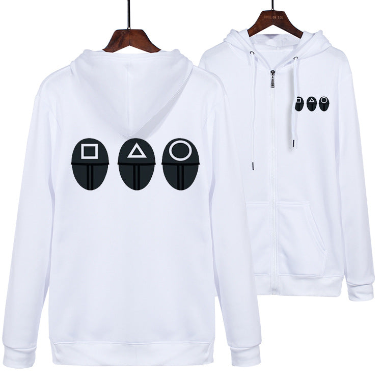 Squid Game Costume round Six Squid Game Squid Game Series Pattern Printing Zipper Hooded Sweater Independent Station