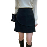MIDI Mauve Skirt Women's Autumn and Winter High Waist Slimming A- line Hip-Wrapped Skirt