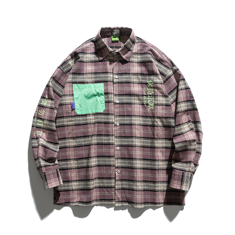 Man Fall Outfis Autumn Embroidered Casual Shirt Boys Loose Trendy Top