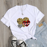 Valentine's Day T Shirt Men's and Women's Heart Printing Pullover Cotton Short Sleeve Women's T-shirt