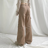 Julia Fox Low Rise Jeans Hip Hop Style Lace-up Straight Multi-Pocket Casual Jeans Hot Girl Slimming Low Waist Overalls Trousers