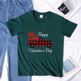 Valentine 'S Day T Shirts Couples Letter Truck Print Loose Pullover Short Sleeve T-shirt