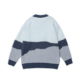 Men Sweater Embroidery Letter Color Matching Knitwear Men Street Tide Brand Loose round Neck Sweater