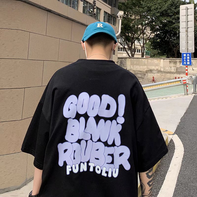 Men T-Shirts Loose Half Sleeve Print