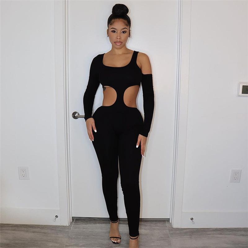 Autumn Sexy Hollow High Waist Hip Raise Skinny Yoga Sports Fitness Jumpsuit