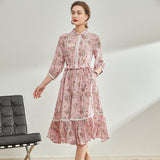 Regency Dress Shirt Dress Printed Silk Dress