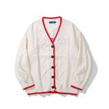 Men Sweater Back Letter Jacquard Cardigan Sweater Men's Collar Sweater Coat