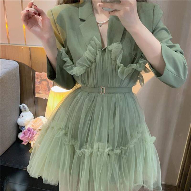 Emerald Green Dress Gentle Design Long Sleeve