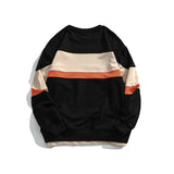 Crew Neck Sweatshirts for Men Men's Retro Mixed Color Stripe round Neck Sweater for Men