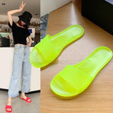 Women Open Toe Sandals Flats Summer Candy Color Flat One-Line Casual Slippers