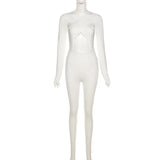 Fall Women's Clothing Sexy Cutout High Waist Tight Long Sleeve Sports Casual Fitness Jumpsuit