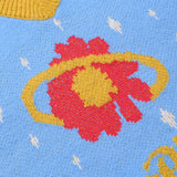 Men Sweater Flower Jacquard Color Matching Sleeveless Sweater Vest Men