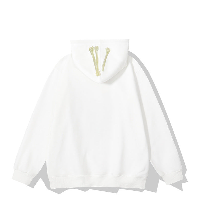 Kanye West Sunday Service Hoodie Skull V Stereo Word Printing Plus Velvet Hoodie