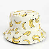 Bucket Hat Fishing Cap Cotton Print Fisherman Hat Fruit Banana Stamp Summer Leisure Sun Hat