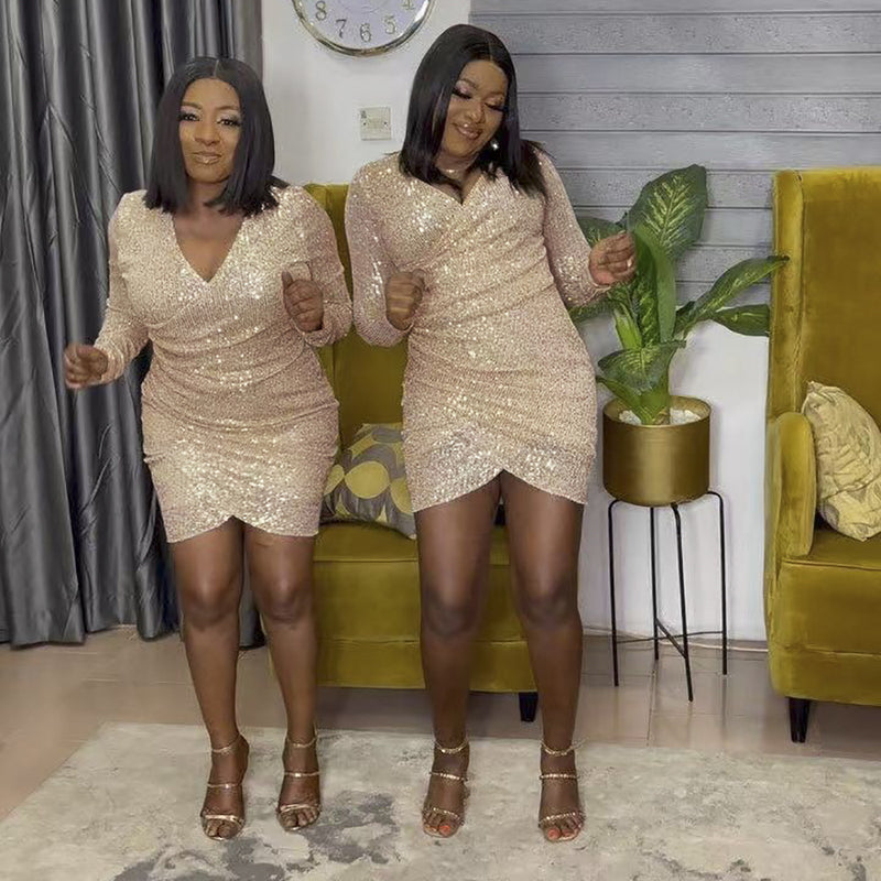 African Dashiki Dress plus Size Women's Sexy V-neck Dress