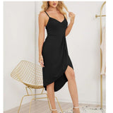 MIDI Mauve Cocktail Dress Women's Solid Color Spring/Summer V-neck Strap Dress