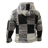 Baja Hoodie Splicing Knitwear Sweater Cardigan Hooded