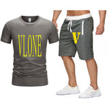 Vlone T Shirts & Shorts 2 Piece Set Men'S Printed Casual Short-Sleeved T-Shirt