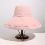 Women Bucket Hat Peach Skin Fabric Bucket Hat Sun Protection Sunshade