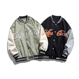 Man Fall Outfis Letter Print Color Blocking Baseball Uniform Coat Loose Couple Jacket
