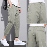 Cuffed Cargo Pants Summer Casual Pants Men's Straight Loose Pants