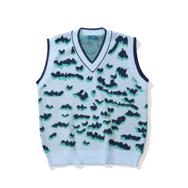 Men Sweater Vest Men's Loose V-neck Sleeveless Sweater Vest
