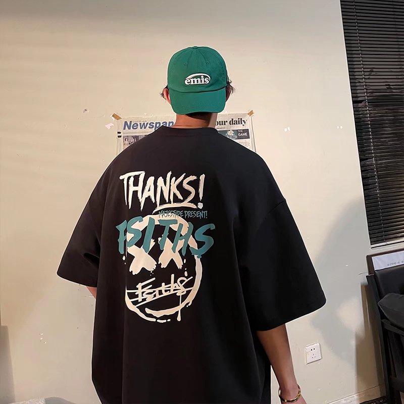 Men T-Shirts Round Neck Loose Artistic