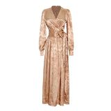 Betty Draper Valentine 'S Day Dress Satin Long Big Hem Dress Autumn Printed Dress