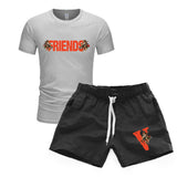 Vlone T Shirts & Shorts 2 Piece Set Printed Men'S Sports Printed Round Neck T-Shirt