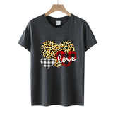 Valentine's Day T Shirt Men's and Women's Heart Printing Pullover Cotton Short Sleeve Women's T-shirt