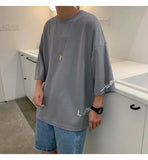 Men T-Shirts Half Sleeve Loose round Neck Half Sleeve Solid Color