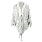 Women's Cardigan Knit Sweater Autumn and Winter Cape and Shawl Cardigan Fur Collar Tassel Sweater for Women
