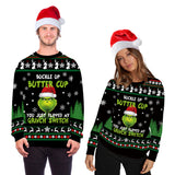 Men and Women Grinch Sweater Christmas Grinch Print Loose-Fitting Casual Pullover