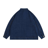 Man Fall Fall Vintage Washed Denim Jacket Loose Cargo Jacket