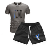 Vlone T Shirts & Shorts 2 Piece Set Men'S Short Sleeve Sports Beach Shorts Round Neck T-Shirt