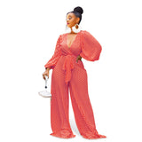 Kendall Jenner Wedding Guest Dress Printed Loose Wide Leg Jumpsuit