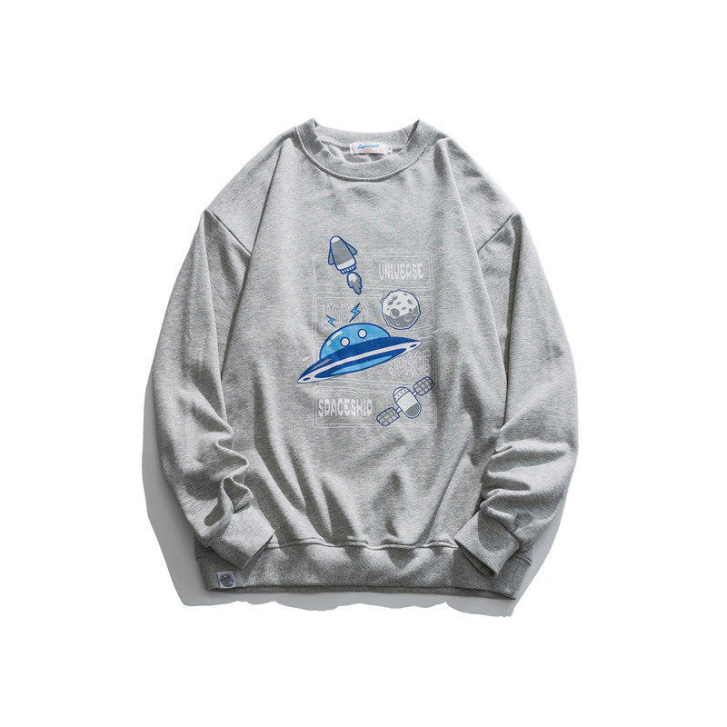 Crew Neck Sweatshirts for Men Men's Autumn Printed Casual round Neck Sweater Loose Top