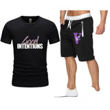 Vlone T Shirts & Shorts 2 Piece Set Letter Large V Printed Short Sleeve