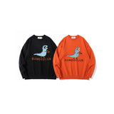 Man Fall Outfit Vintage Cartoon Dinosaur Brocade Sweater Men's and Women's Knitwear