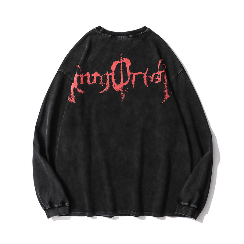 Skull T Shirt Dark Skull Print Loose round Neck