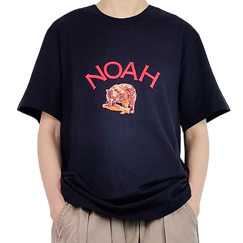 Noah T Shirt Noah Torch Brown Bear Loose Crew Neck Casual Cotton