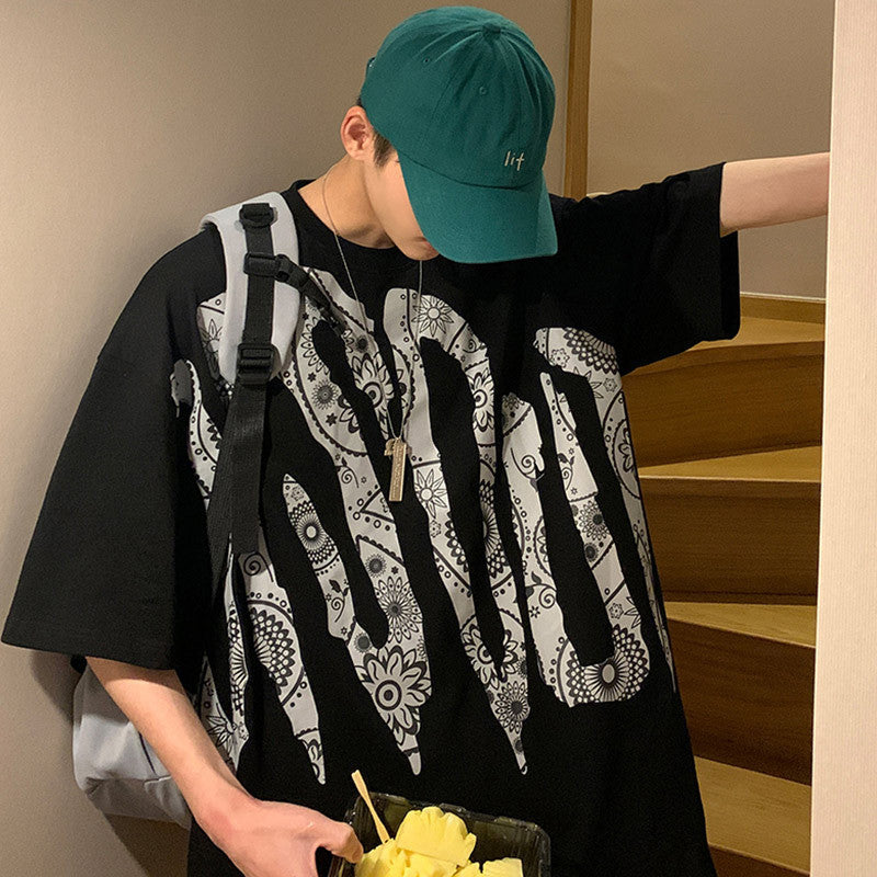 Men T-Shirts Loose round Neck Half Sleeve