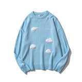 Men Sweater Cloud Embroidered Knitwear Men's Loose round Neck Pullover