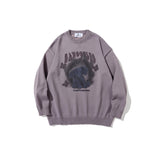 Man Fall Outfits High Street Print Loose Oversize Casual round Neck Sweater Sweater for Men