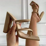 High Heels Ladies Sandals Summer High Heel Fashion Women's Square Toe Cross Sandals