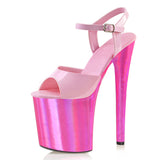 Hot Pink Heels 20cm Pink Solid Color High Heel Transparent Sandals Fish Mouth