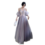 Mauve Dress Bridesmaid Purple Women's Autumn and Winter Fairy Slim Fit