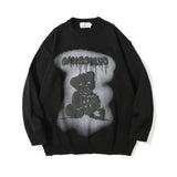 Men Sweater Cartoon Bear Brocade Sweater Men's Trendy Pullover