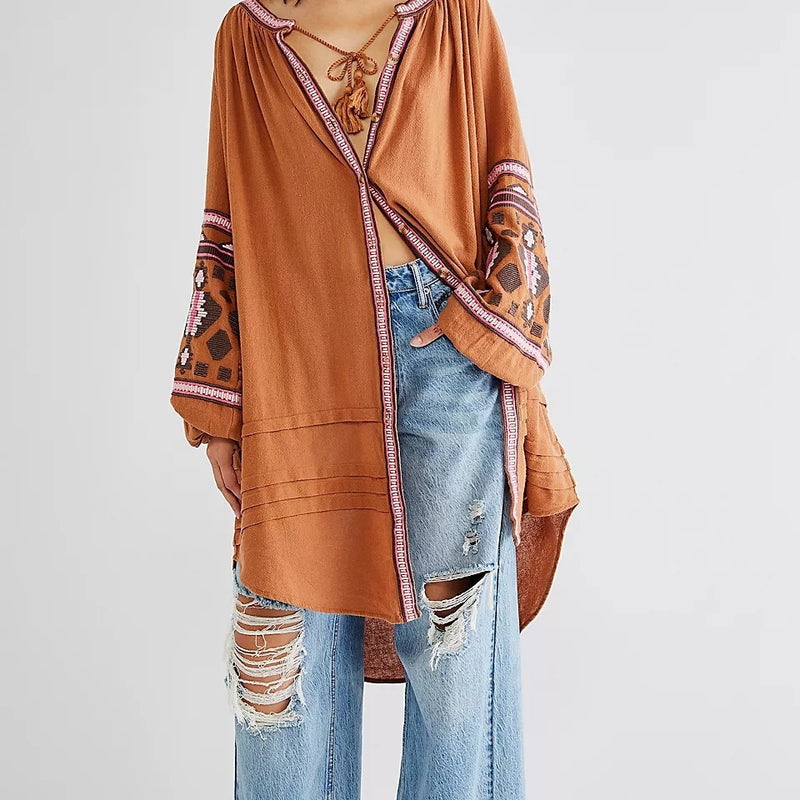 Beth Dutton Bohemian Dress Winter Autumn Midi Dresses Cardigan Skirt Embroidered Loose Dress